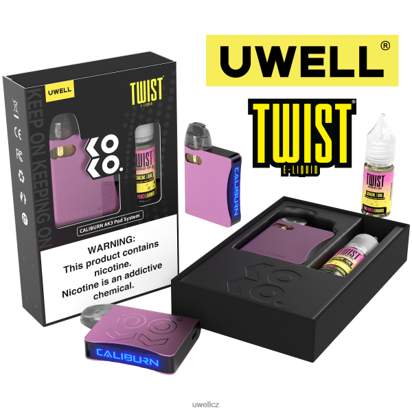 UWELL CZ - UWELL CALIBURN AK3 sada + a3s 0,8ohm lusky (x2) + tatínkova pára 10ml soli 50mg 6HT2F2241 crl: růžová/flv: růžová punčová limonáda 50 mg