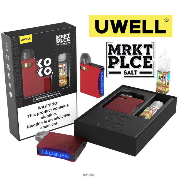 UWELL Cena - UWELL CALIBURN AK3 sada + a3s 0,8ohm lusky (x2) + tatínkova pára 10ml soli 50mg 6HT2F2245 crl: červená/flv: fuji hruška mangoberry