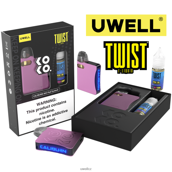 UWELL Elektronická Cigareta - UWELL CALIBURN AK3 sada + a3s 0,8ohm lusky (x2) + tatínkova pára 10ml soli 50mg 6HT2F2246 crl: růžová/flv: berry medly limonáda