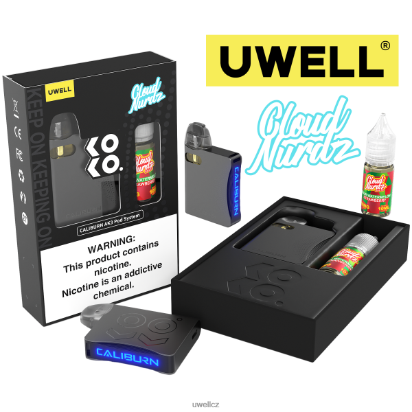UWELL Vape Price - UWELL CALIBURN AK3 sada + a3s 0,8ohm lusky (x2) + tatínkova pára 10ml soli 50mg 6HT2F2240 crl: šedá/flv: kyselý meloun jahoda 50 mg