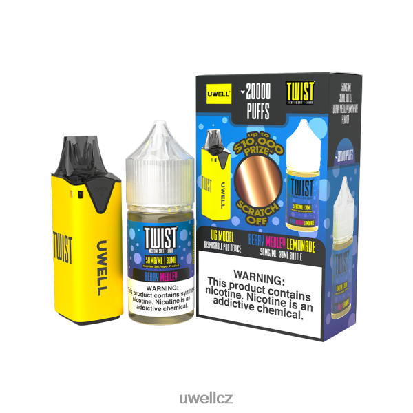 UWELL Elektronická Cigareta - UWELL V6 jednorázový přístroj + tatínkova pára 30ml džus - collab svazek 6HT2F2216 clr: žlutá/flv: limonáda z bobulí 50 mg