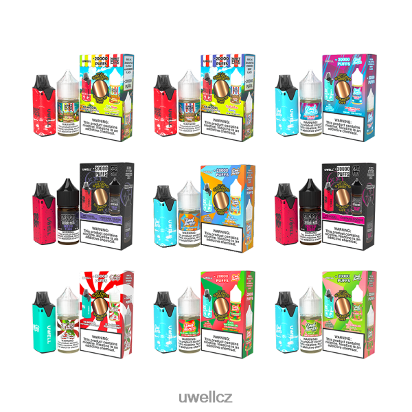 UWELL Praha - UWELL V6 jednorázový přístroj + tatínkova pára 30ml džus - collab svazek 6HT2F2222 clr: black/flv: serenity 50 mg
