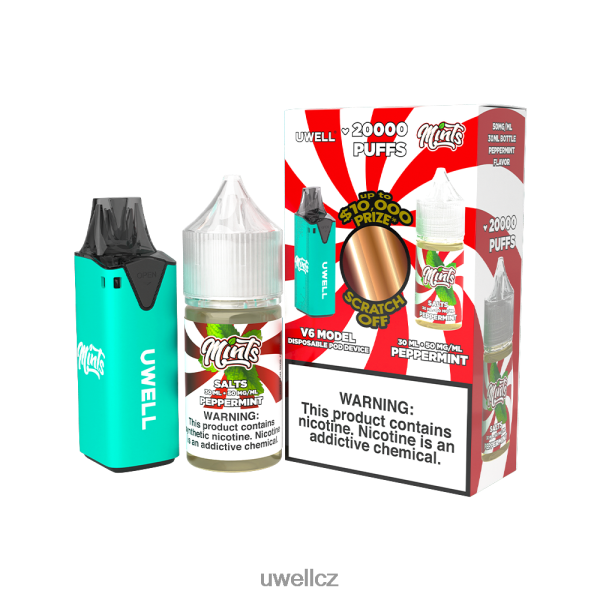 UWELL Praha - UWELL V6 jednorázový přístroj + tatínkova pára 30ml džus - collab svazek 6HT2F2222 clr: black/flv: serenity 50 mg