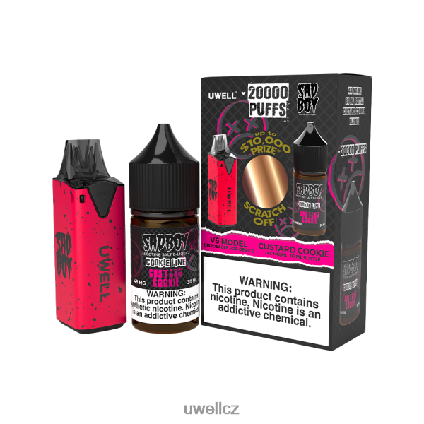 UWELL Praha - UWELL V6 jednorázový přístroj + tatínkova pára 30ml džus - collab svazek 6HT2F2222 clr: black/flv: serenity 50 mg