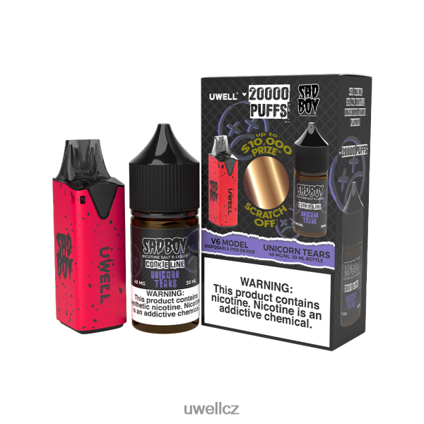 UWELL Praha - UWELL V6 jednorázový přístroj + tatínkova pára 30ml džus - collab svazek 6HT2F2222 clr: black/flv: serenity 50 mg