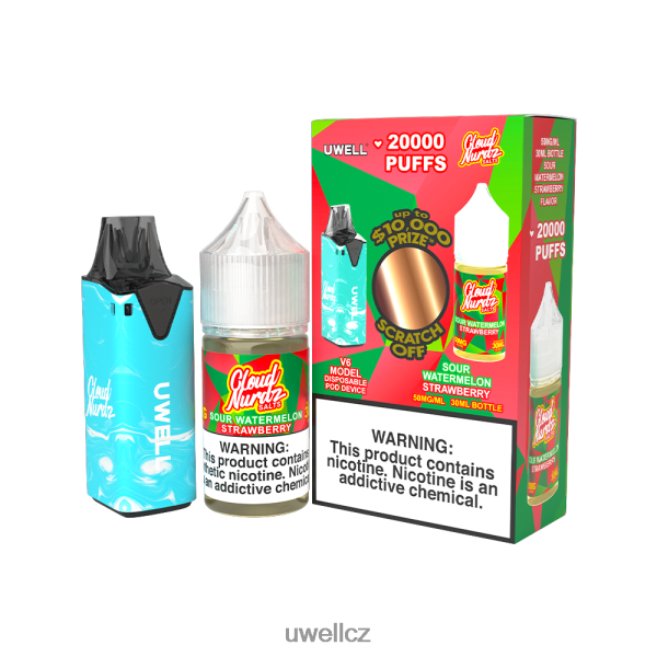 UWELL Praha - UWELL V6 jednorázový přístroj + tatínkova pára 30ml džus - collab svazek 6HT2F2222 clr: black/flv: serenity 50 mg