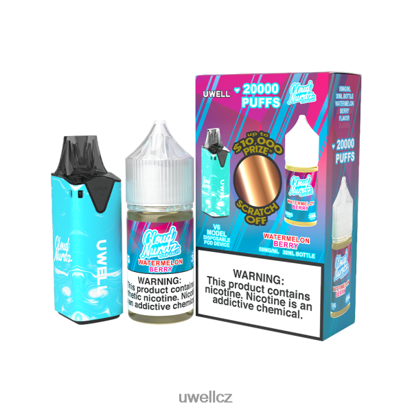 UWELL Praha - UWELL V6 jednorázový přístroj + tatínkova pára 30ml džus - collab svazek 6HT2F2222 clr: black/flv: serenity 50 mg