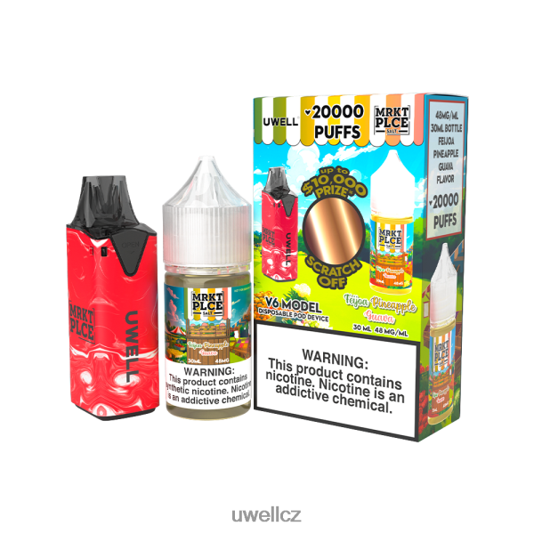 UWELL Praha - UWELL V6 jednorázový přístroj + tatínkova pára 30ml džus - collab svazek 6HT2F2222 clr: black/flv: serenity 50 mg