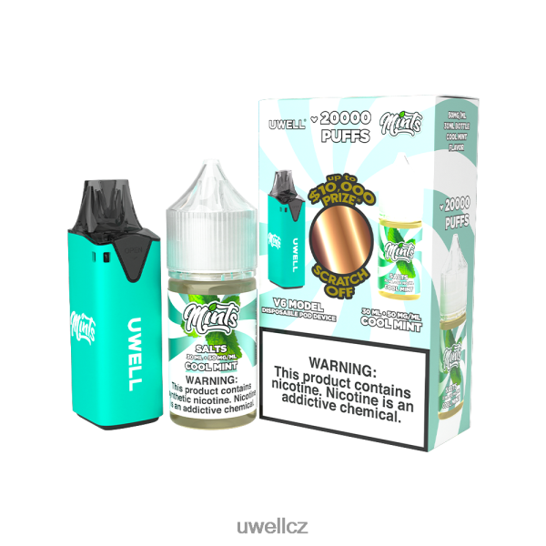UWELL Praha - UWELL V6 jednorázový přístroj + tatínkova pára 30ml džus - collab svazek 6HT2F2222 clr: black/flv: serenity 50 mg