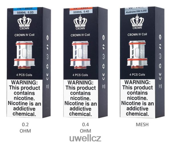 UWELL Praha - UWELL CROWN 4 náhradní cívky (4-balení) 6HT2F2182 duální cívka 0,2ohm